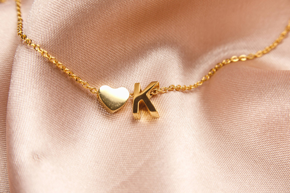 Christelle heart initial necklace