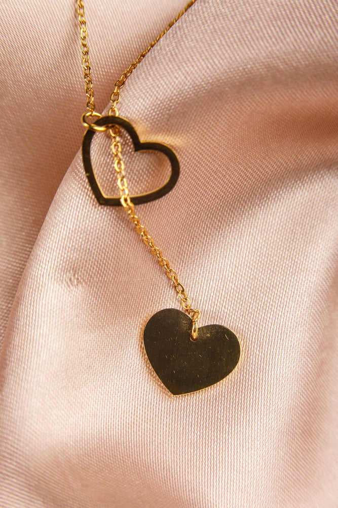 Rose double heart necklace